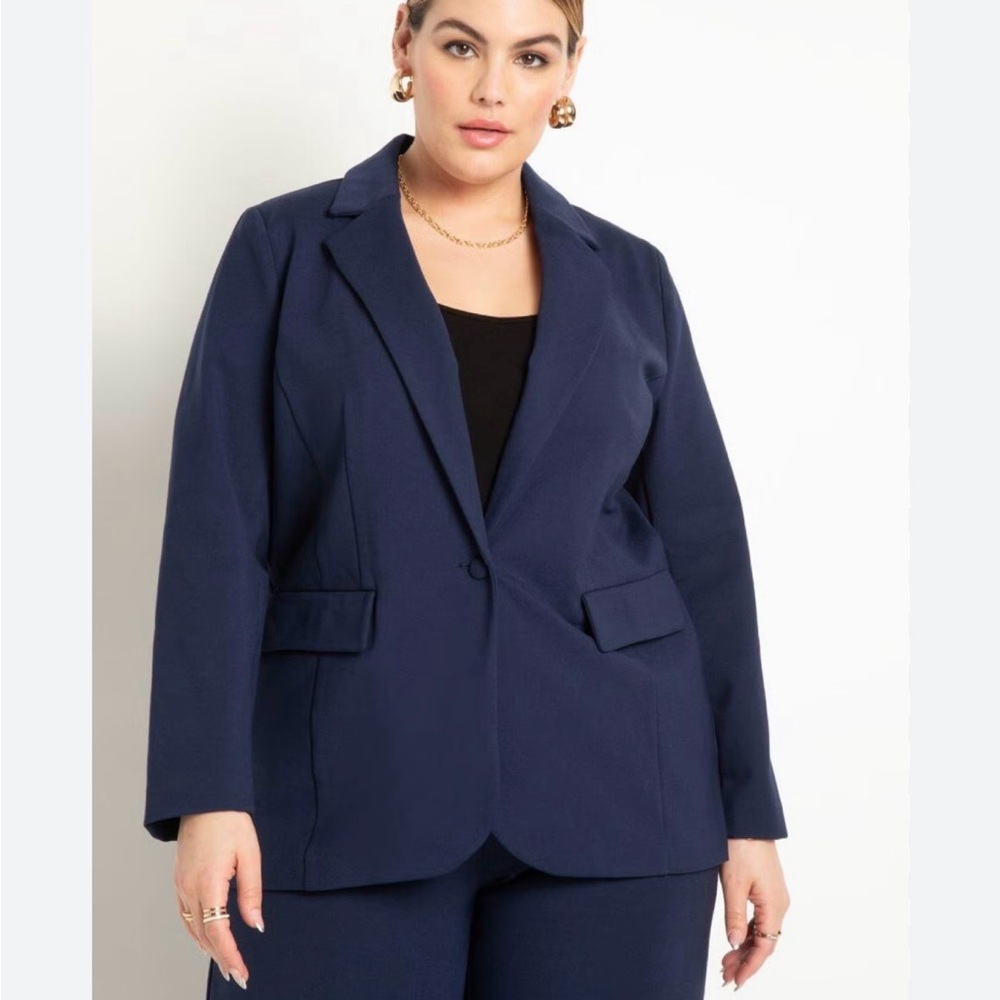 Eloquii Navy Single-Button Tailored Blazer